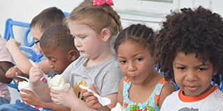 Children enjoying ice cream